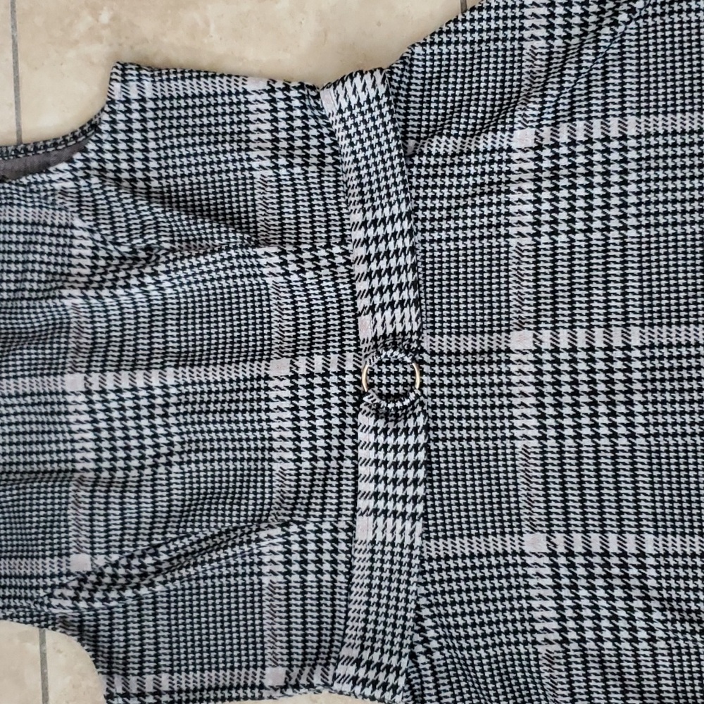 Whbm Black Gray Houndstooth Patterned Sleeveless … - image 2